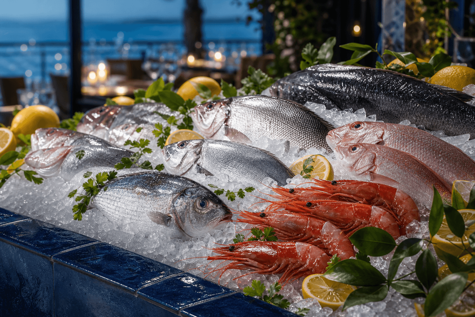 Fresh fish on ice